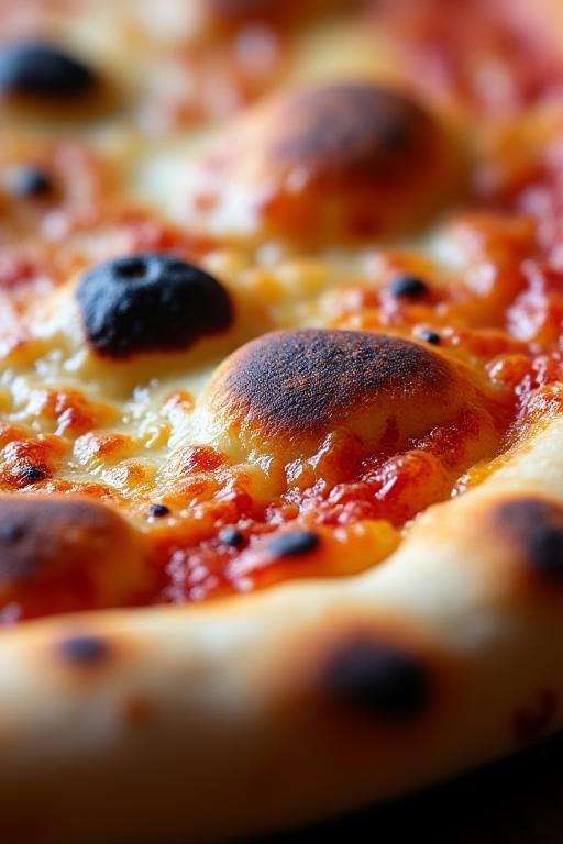 Dettaglio del cornicione alveolato di una pizza napoletana